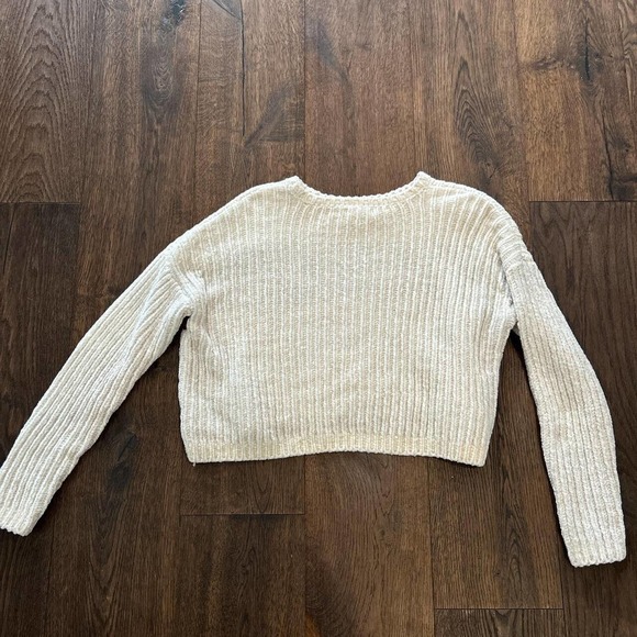 L.A HEARTS Round Neck Long Sleeve White Print Cardigan Sweater Women's Size S - Picture 2 of 2